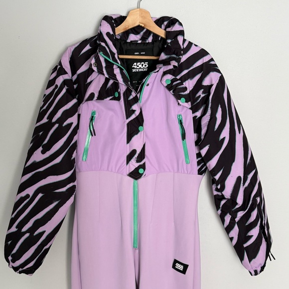 ASOS 4505 Ski Suit One Piece Snowsuit Purple Retro Stirrup Women’s US 8 - Picture 12 of 15